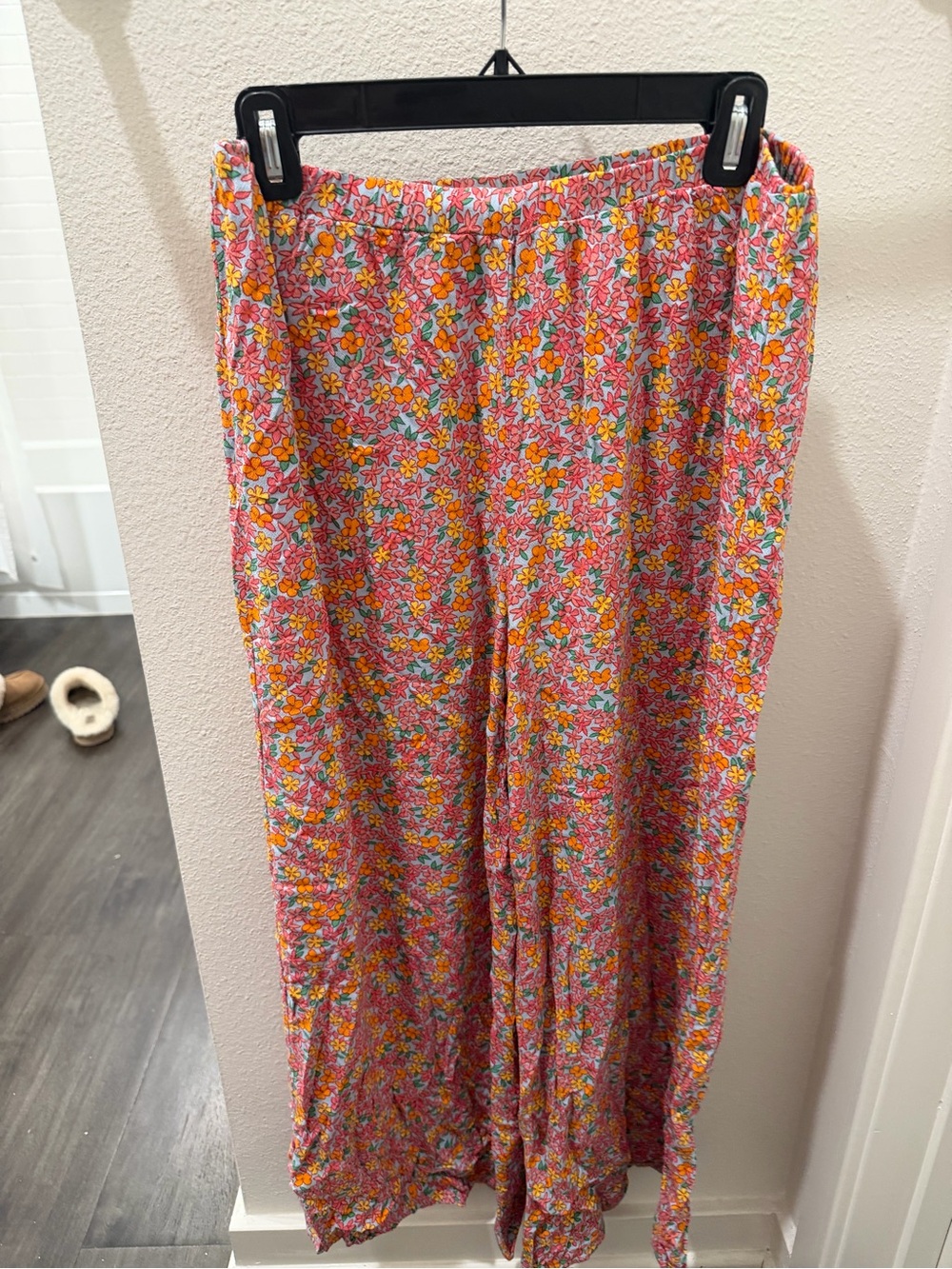 En Creme Pink Floral Straight-Leg Pants